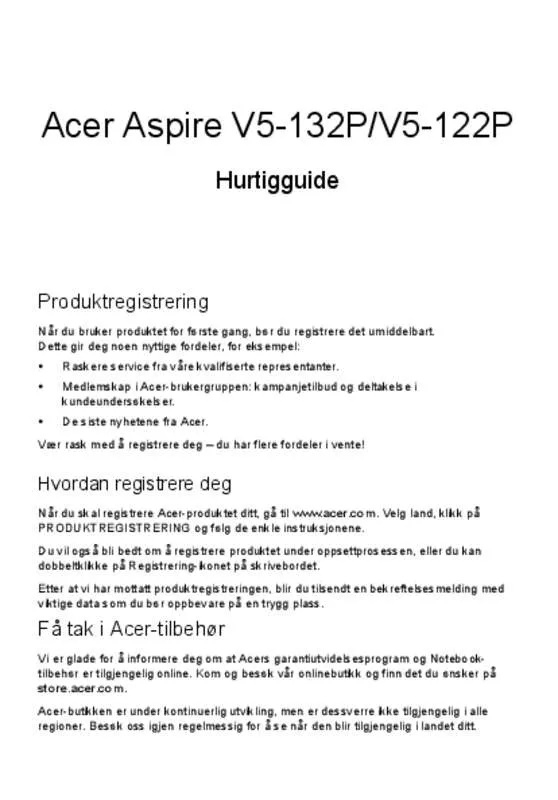 Mode d'emploi ACER ASPIRE V5-132