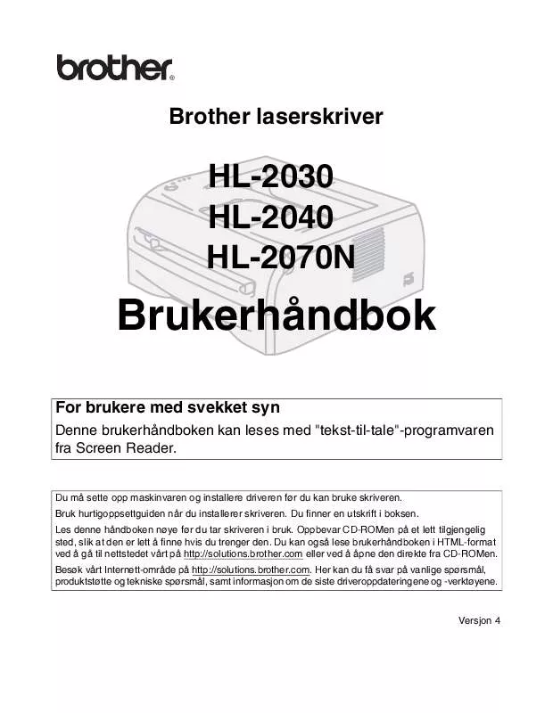 Mode d'emploi BROTHER HL-2030