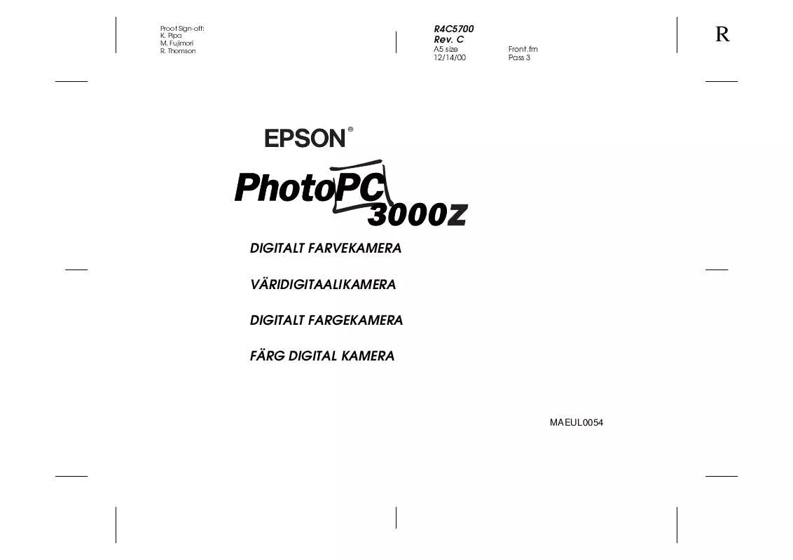 Mode d'emploi EPSON PHOTOPC 3000Z