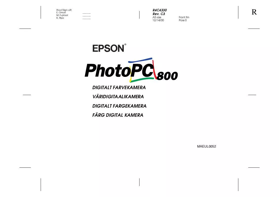 Mode d'emploi EPSON PHOTOPC 800
