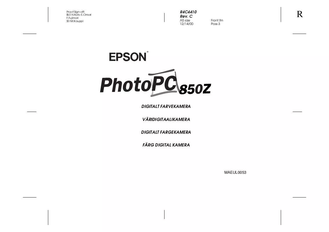 Mode d'emploi EPSON PHOTOPC 850Z