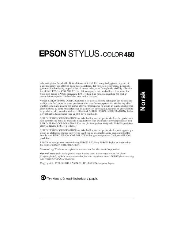 Mode d'emploi EPSON STYLUS COLOR 460