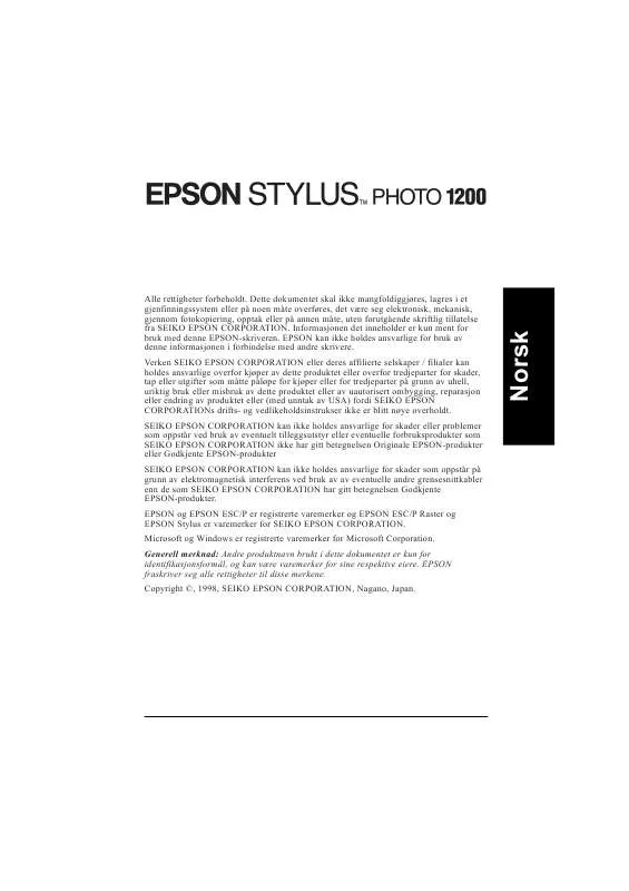 Mode d'emploi EPSON STYLUS PHOTO 1200