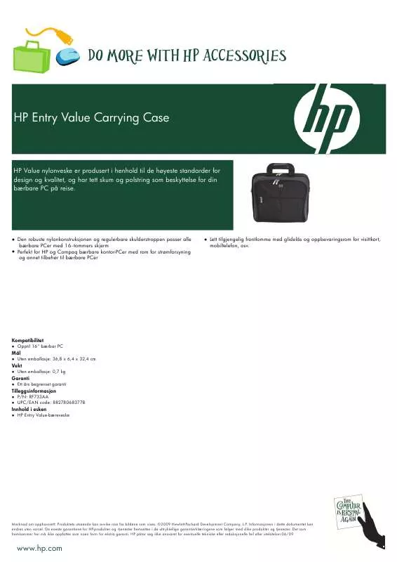 Mode d'emploi HP ENTRY VALUE CARRYING CASE
