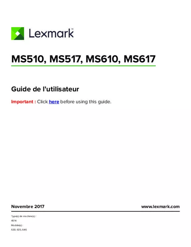 Mode d'emploi LEXMARK MS610D