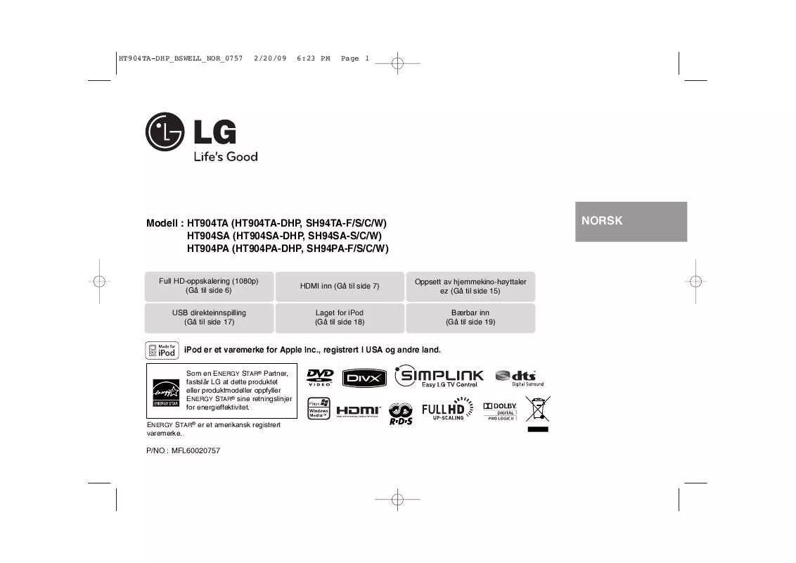 Mode d'emploi LG HT904TA