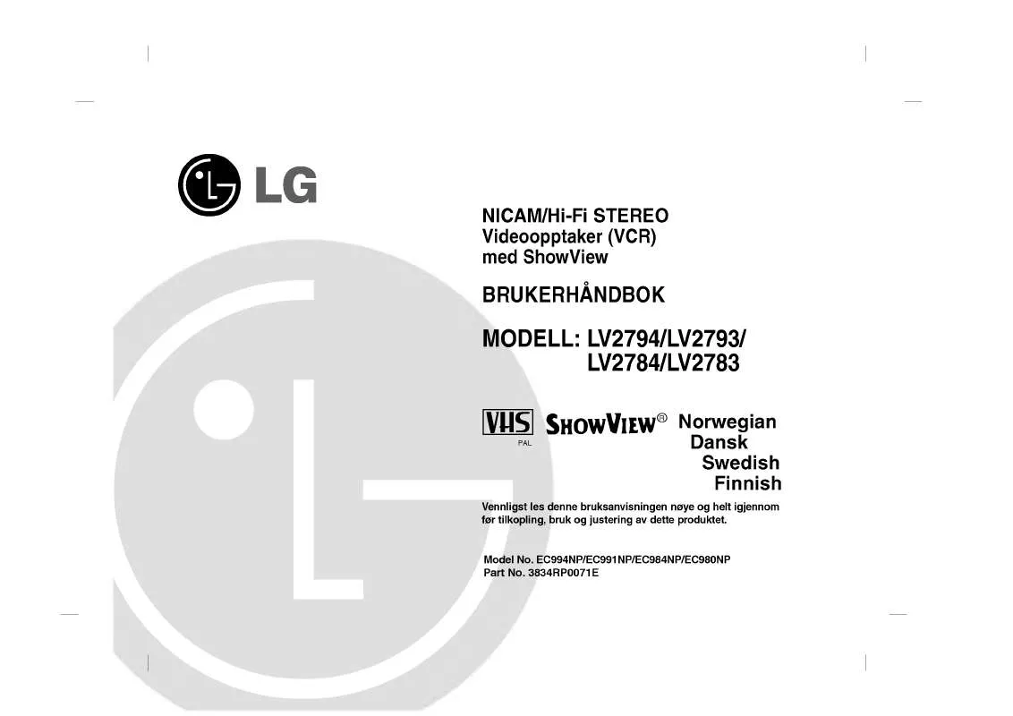 Mode d'emploi LG LV2784