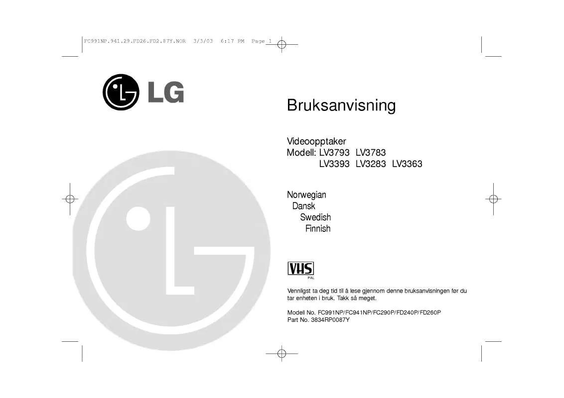 Mode d'emploi LG LV3793