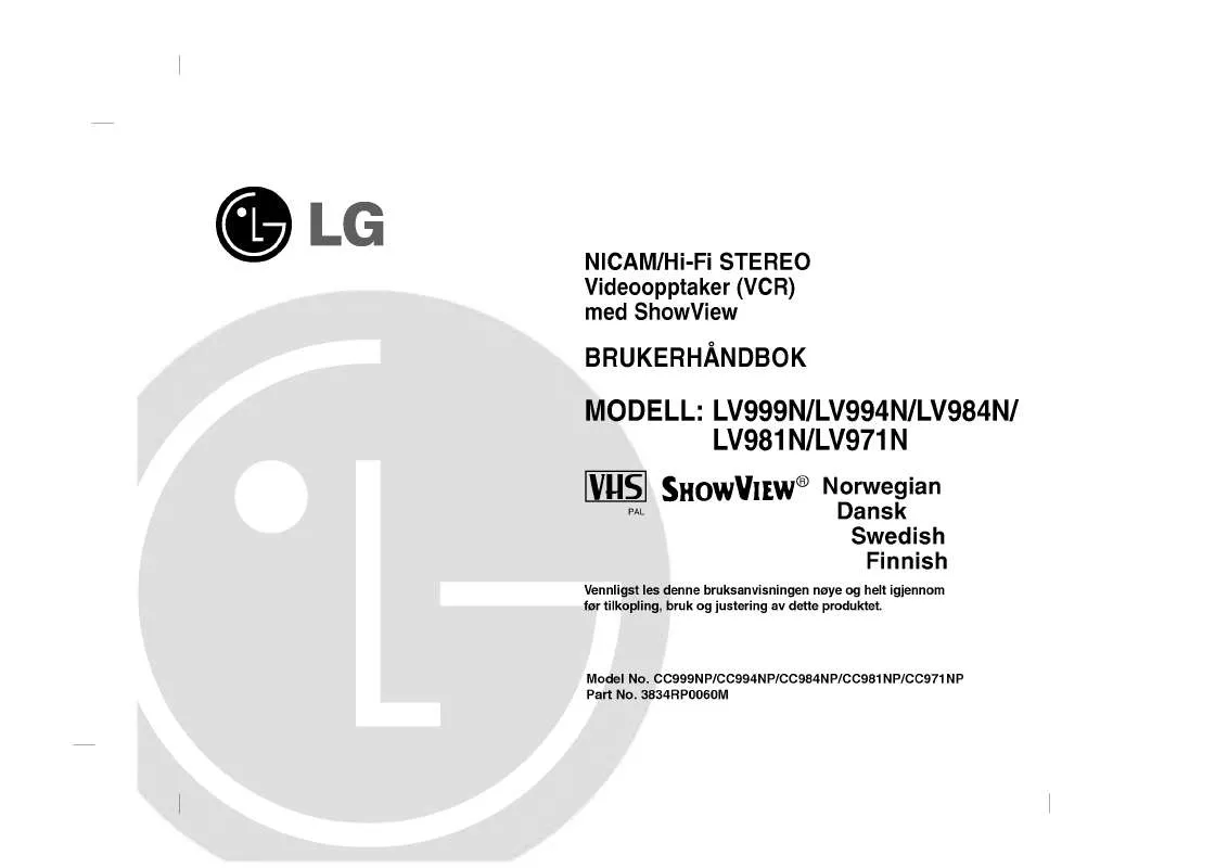 Mode d'emploi LG LV981N