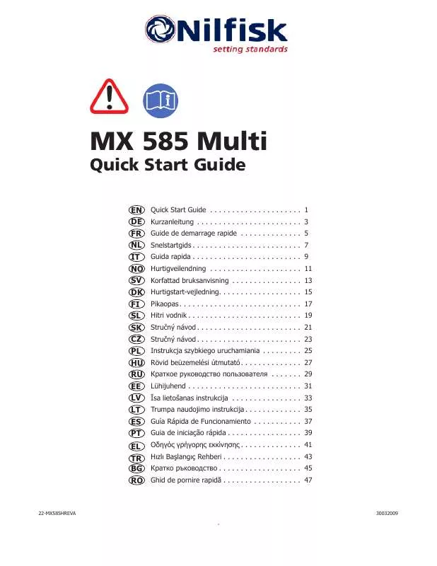 Mode d'emploi NILFISK MX 585 MULTI