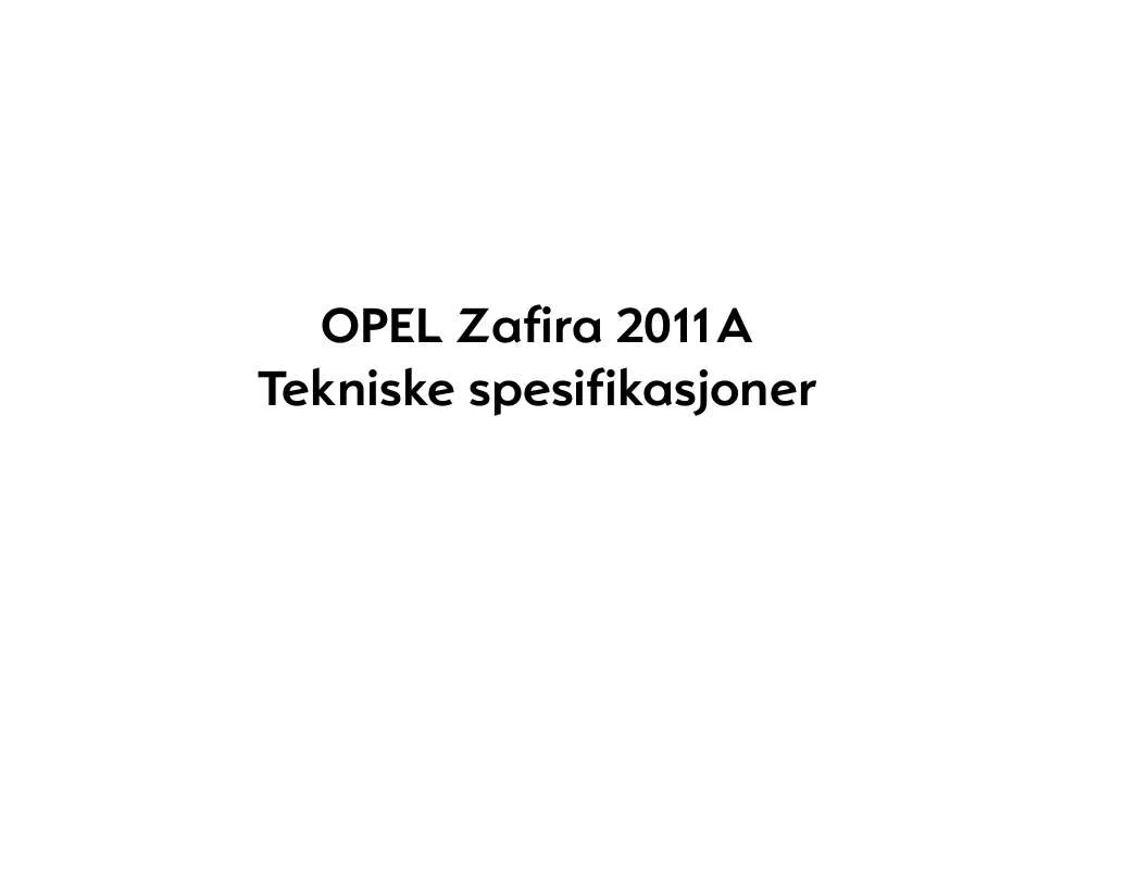 Mode d'emploi OPEL ZAFIRA 2011A