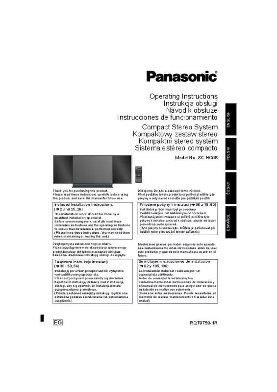 Mode d'emploi PANASONIC SC-HC58EG