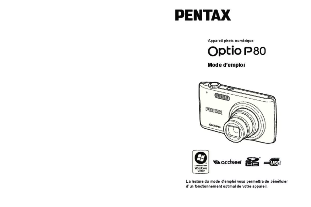 Mode d'emploi PENTAX OPTIO P80,MV