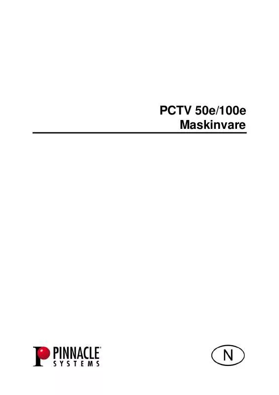 Mode d'emploi PINNACLE PCTV 100E