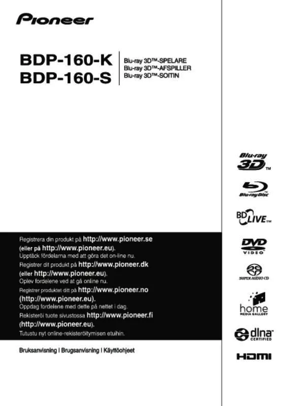 Mode d'emploi PIONEER BDP-160-K