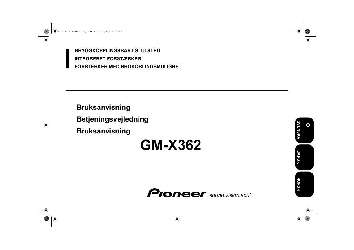 Mode d'emploi PIONEER GM-X362