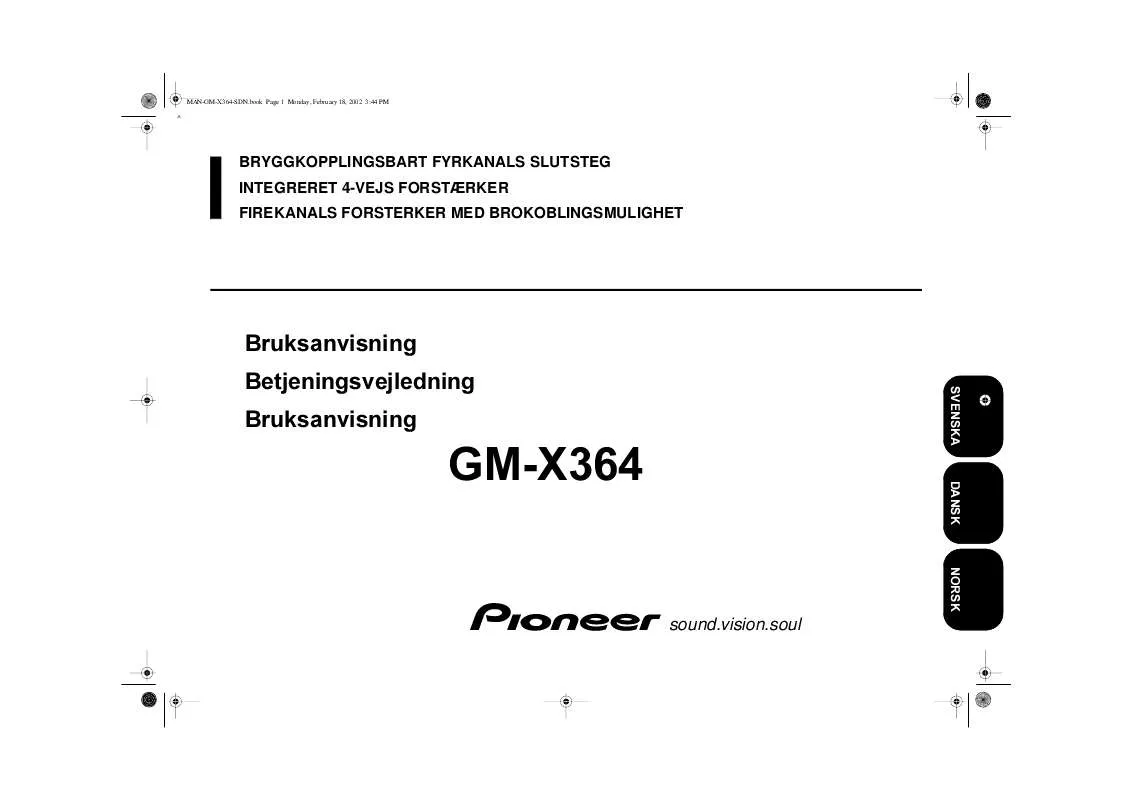 Mode d'emploi PIONEER GM-X364