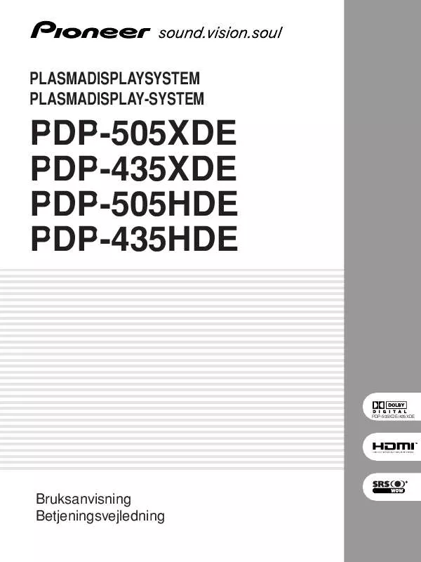 Mode d'emploi PIONEER PDP-505XDE