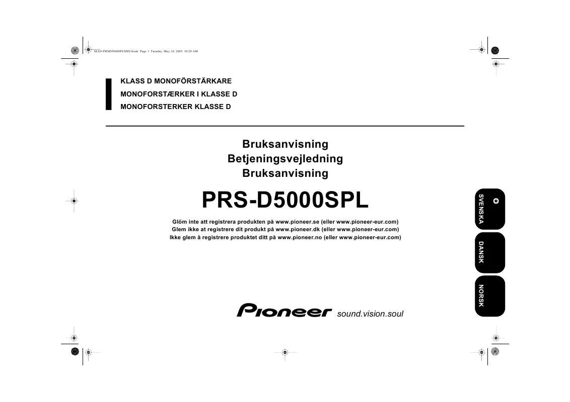 Mode d'emploi PIONEER PRS-D5000SPL