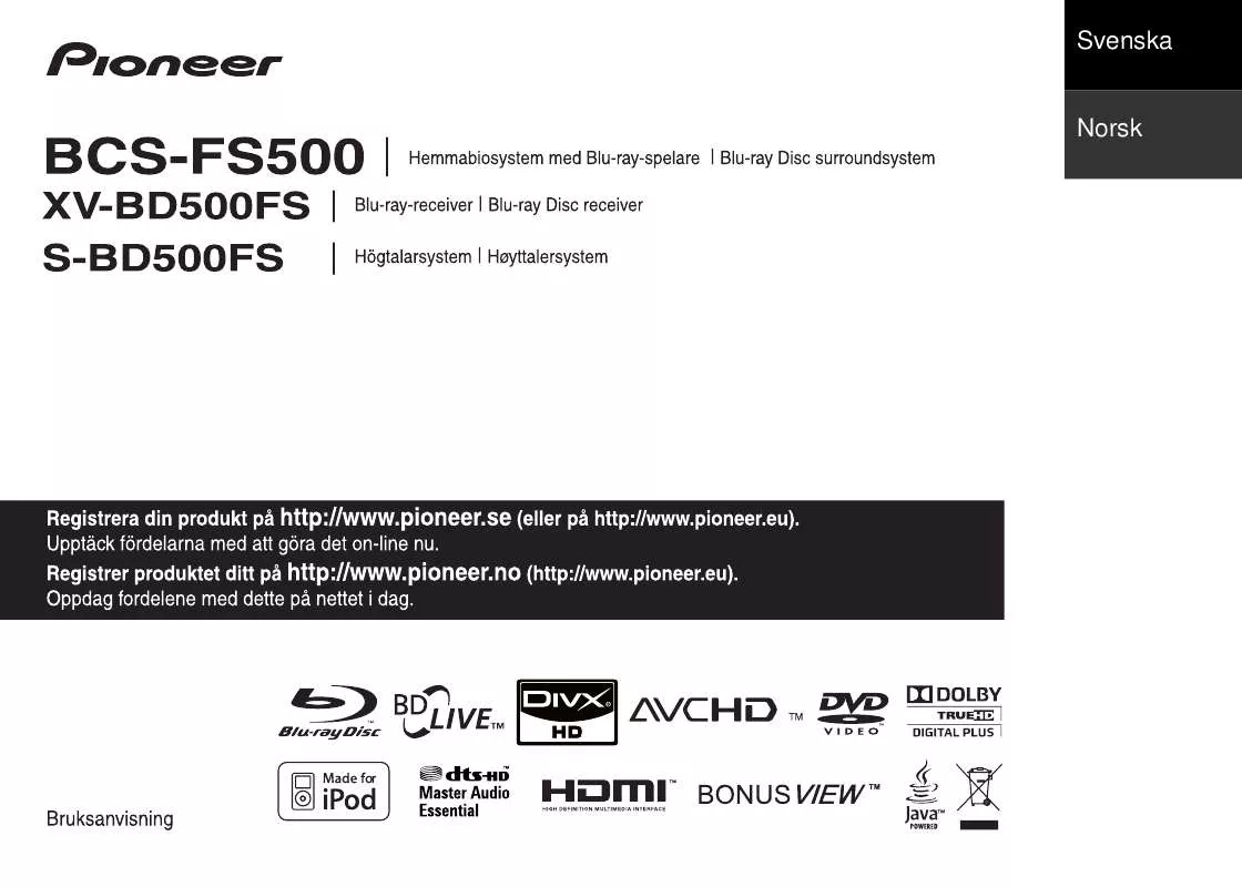 Mode d'emploi PIONEER S-BD500FS