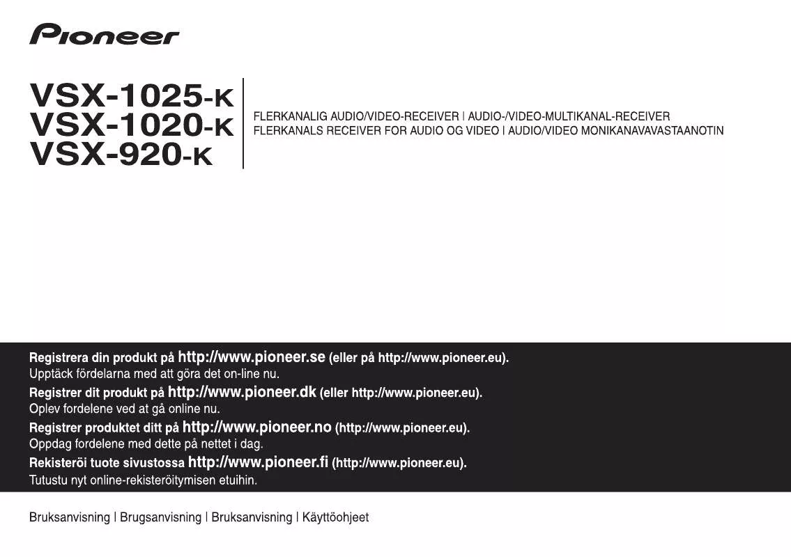 Mode d'emploi PIONEER VSX-1020-K