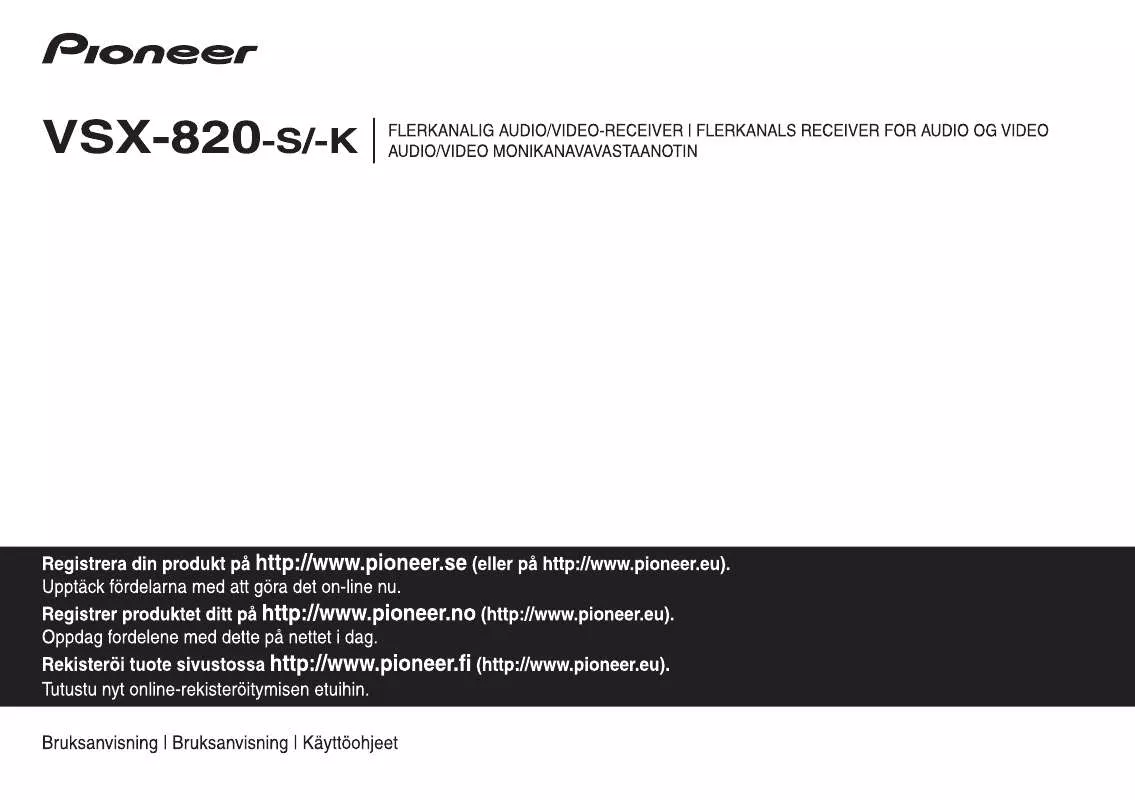 Mode d'emploi PIONEER VSX-820-K