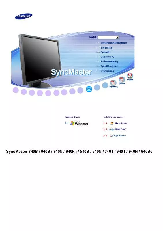 Mode d'emploi SAMSUNG SYNCMASTER 940N JUSTERBAR FOD