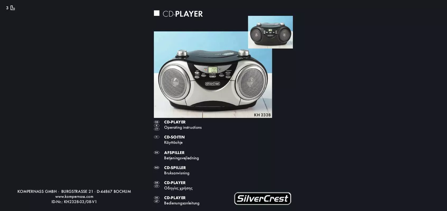 Mode d'emploi SILVERCREST KH 2328 CD-PLAYER WITH RADIO