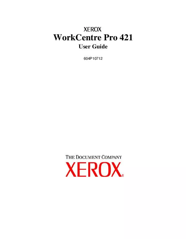 Mode d'emploi XEROX WORKCENTRE PRO 421DEI DIGITAL COPIER