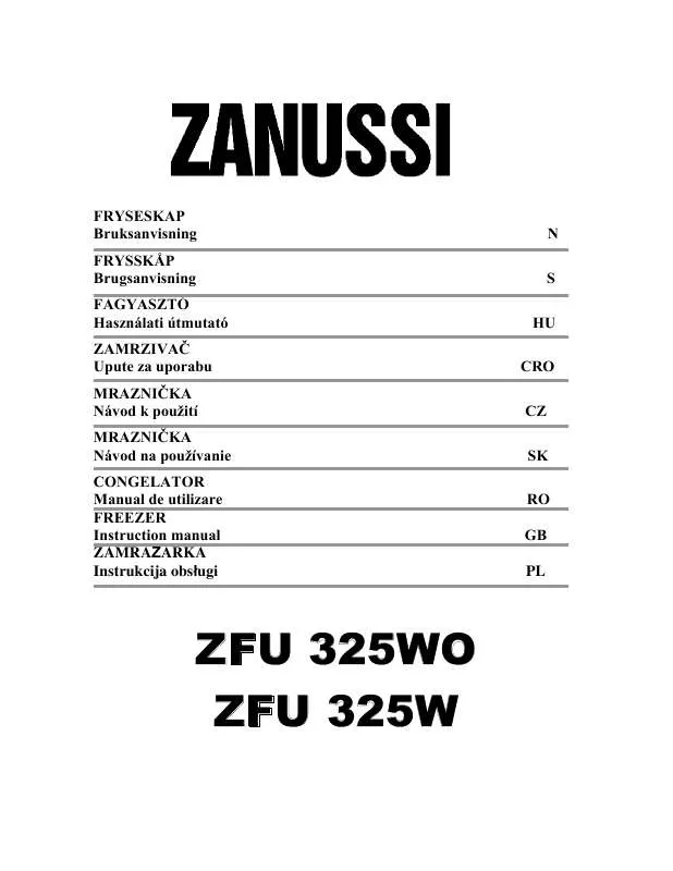 Mode d'emploi ZANUSSI ZFU325WO