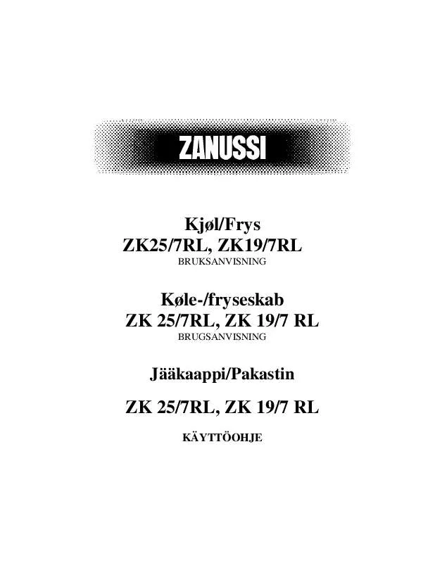 Mode d'emploi ZANUSSI ZK25/7RL