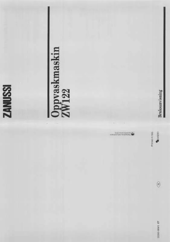 Mode d'emploi ZANUSSI ZW122