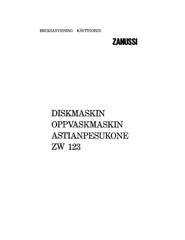 Mode d'emploi ZANUSSI ZW123