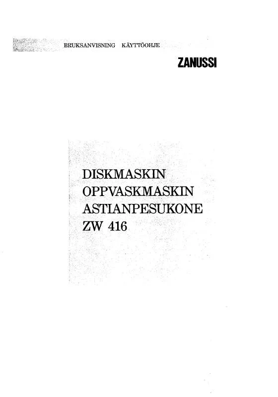 Mode d'emploi ZANUSSI ZW416