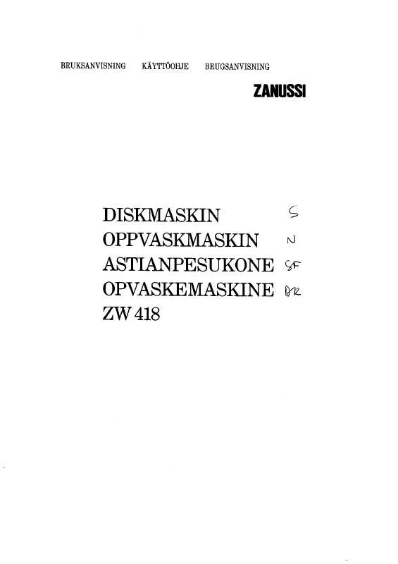 Mode d'emploi ZANUSSI ZW418