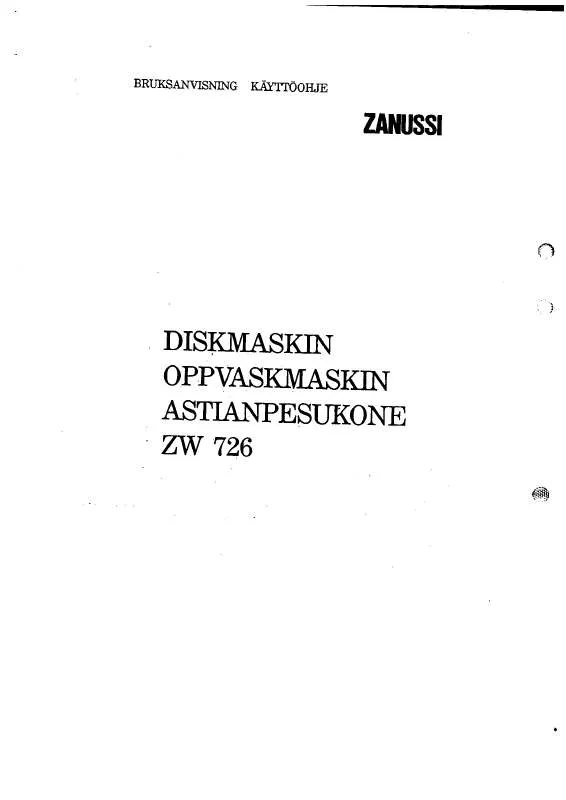 Mode d'emploi ZANUSSI ZW726