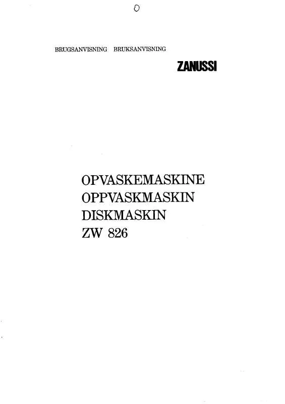 Mode d'emploi ZANUSSI ZW826