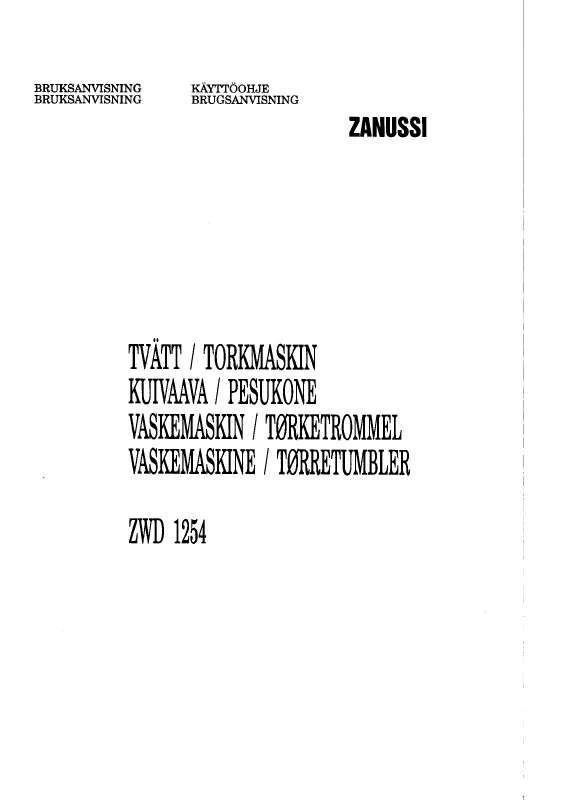 Mode d'emploi ZANUSSI ZWD1254TURBJ