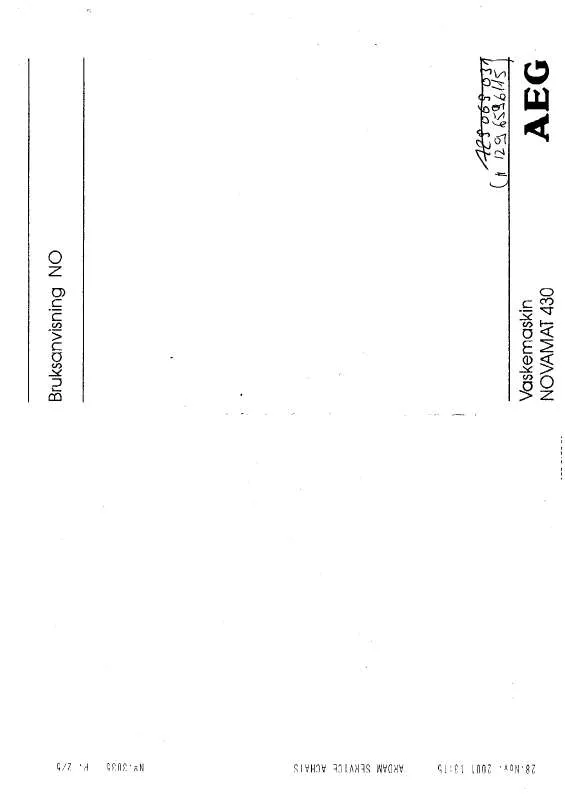 Mode d'emploi AEG-ELECTROLUX NOVAMAT430