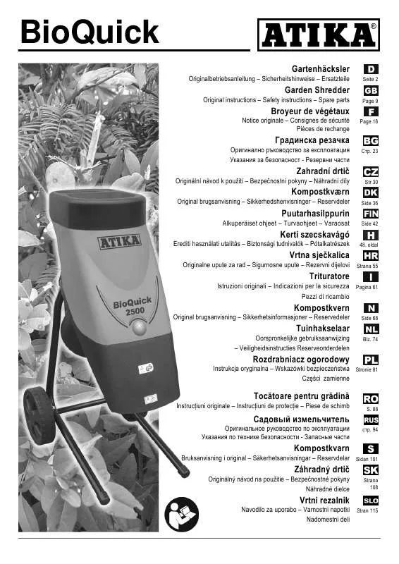 Mode d'emploi ATIKA BIOQUICK 2500