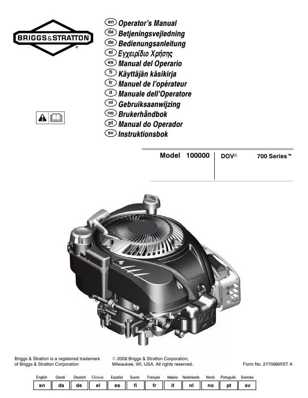 Mode d'emploi BRIGGS & STRATTON 100600