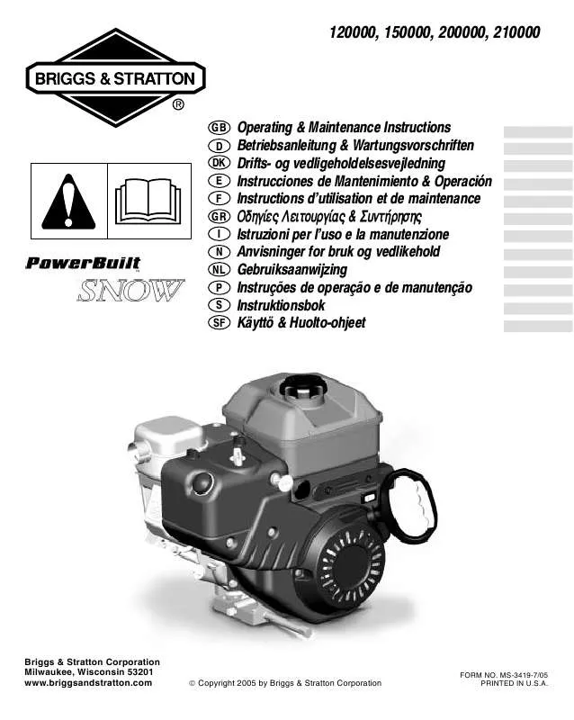 Mode d'emploi BRIGGS & STRATTON 12B400