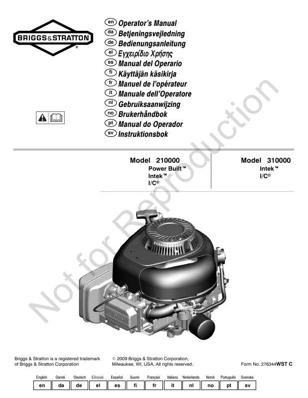 Mode d'emploi BRIGGS & STRATTON 210700