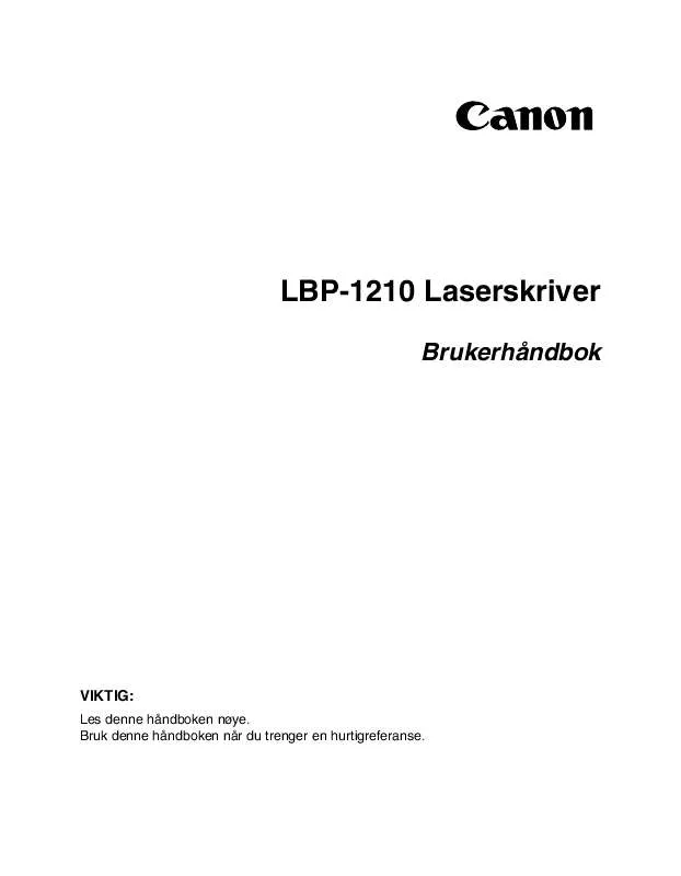 Mode d'emploi CANON LASER SHOT LBP-1210