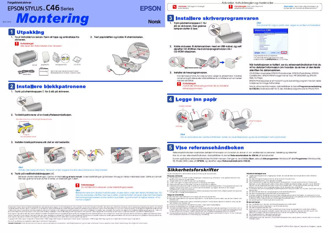 Mode d'emploi EPSON STYLUS C46