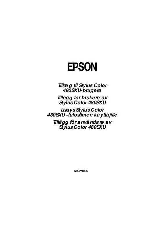 Mode d'emploi EPSON STYLUS COLOR 480SXU