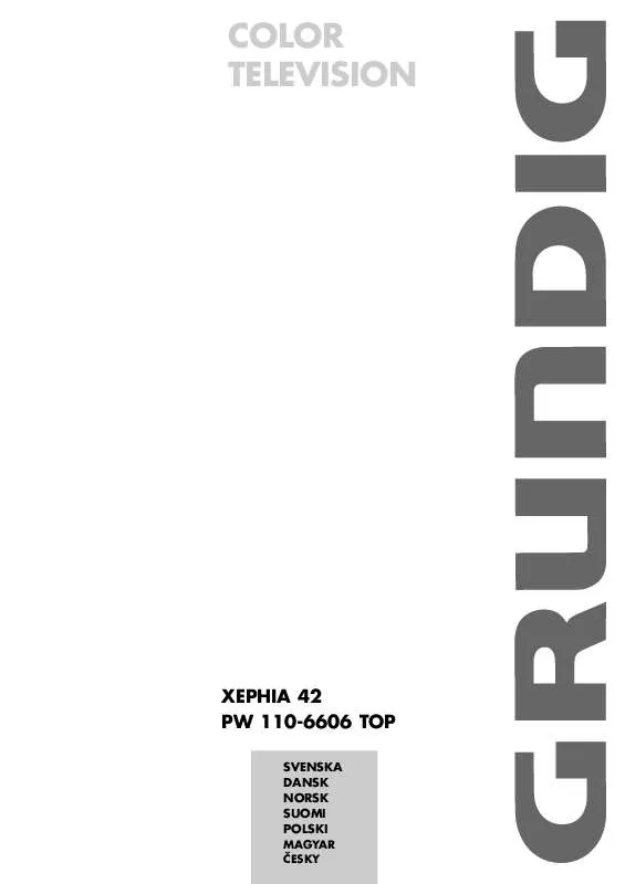 Mode d'emploi GRUNDIG XEPHIA 42 PW 110-6606 TOP