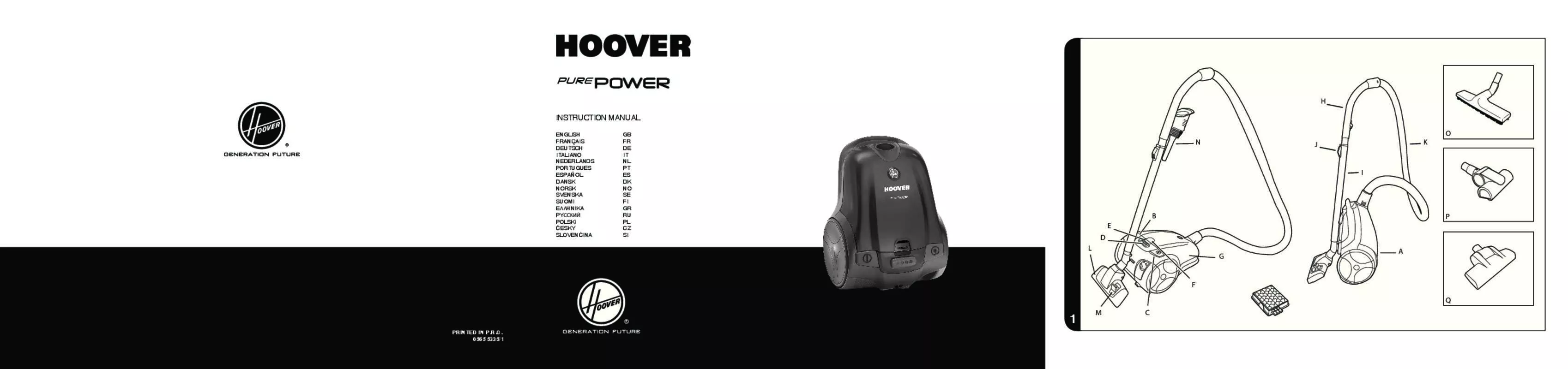 Mode d'emploi HOOVER ASPIRATEUR AVEC SAC PUREPOWER TPP2339