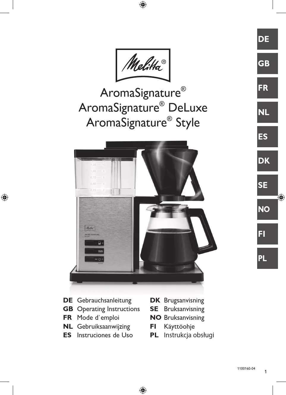 Mode d'emploi MELITTA AROMA SIGNATURE STYLE