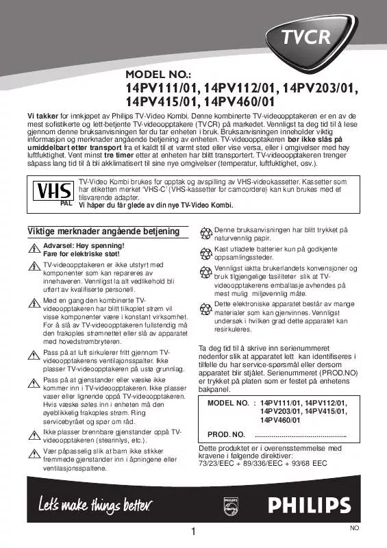 Mode d'emploi PHILIPS 14PV415